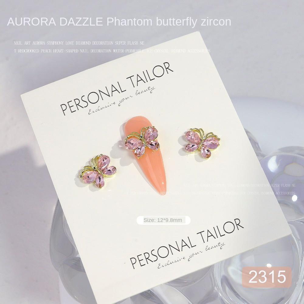 AUGUSTINA Agustina Kupu-Kupu Dekorasi Kuku Fashion Zirkon Manicure Aksesoris Jepang Nail Art Aurora Butterfly 3D Nail Art Drills