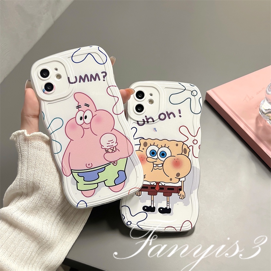 OPPO A78 A17 A77 A77s A57 A76 A96 A16 A16s A16k A15 A15s A54 A74 A55 A95 A94 A93 A53 A33 A32 A5 A9 2020 A5s Reno 8T 7Z 6Pro F11 F9Pro Kartun Spons Gelombang Frame Phone Case TPU Soft Cover