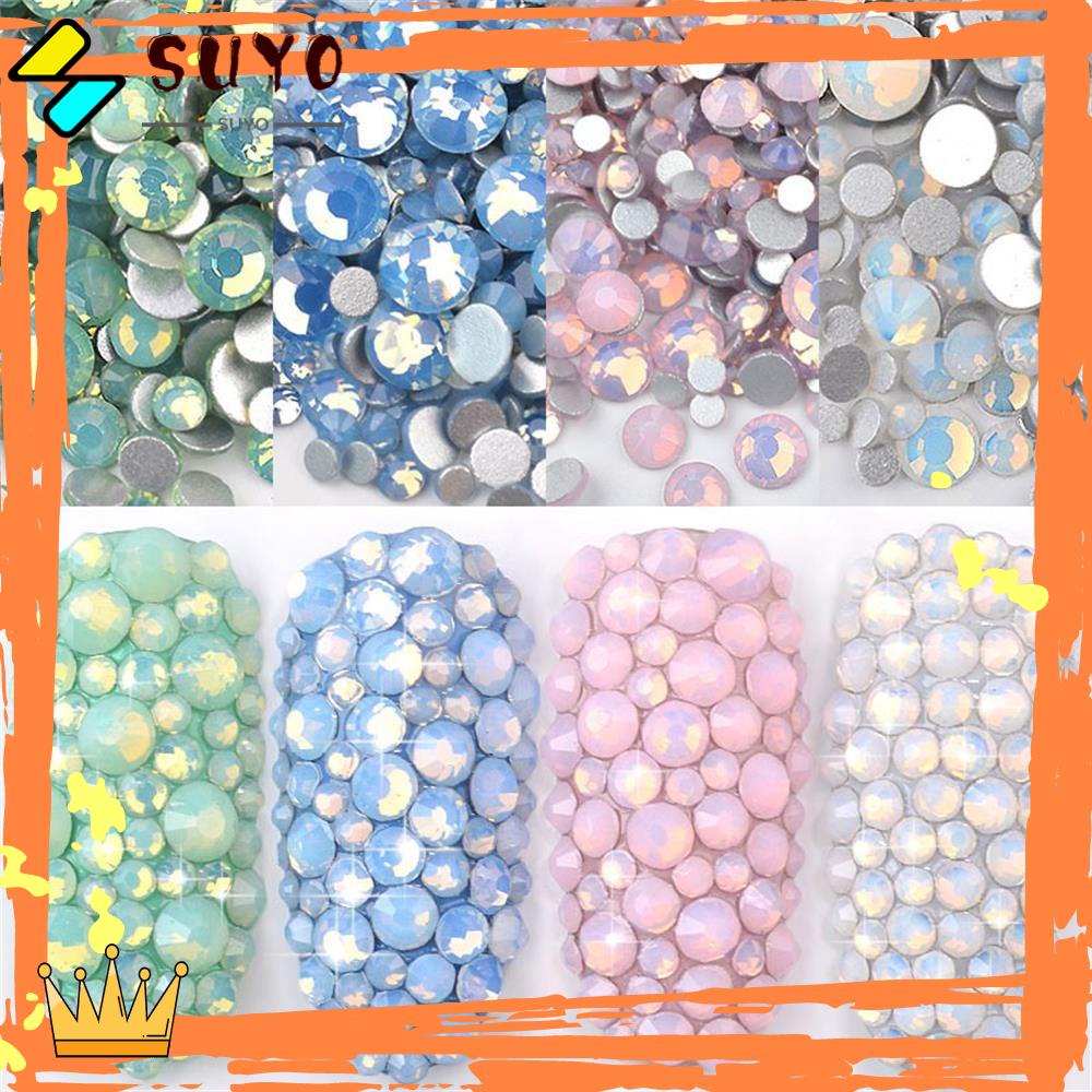 Suyo Opal Nail Rhinestones Baru SS4-SS20 Manicure Dekorasi Nail Art Kristal