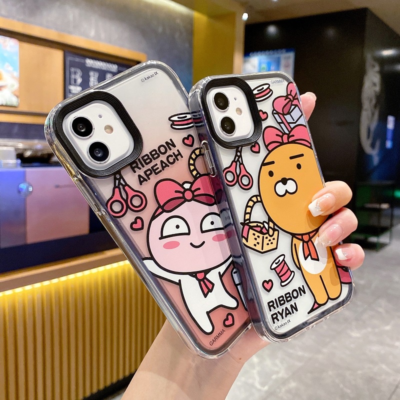 IPHONE 3-in-1 Casing Pelindung Simpul Kartun Transparan Untuk Iphone14 13 12 11 Pro MAX X XR XS Max7 8 Plus