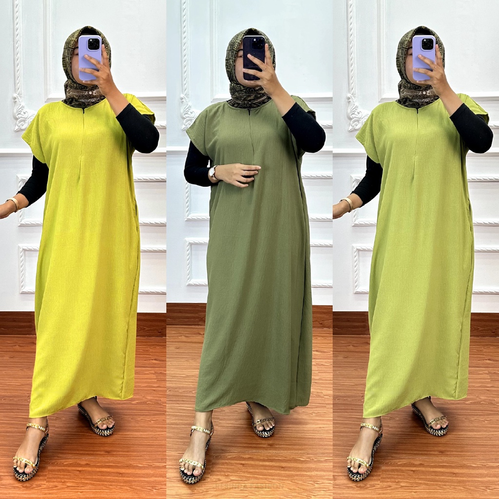 Longdress Crinkle Airflow Premium Bahan Adem Tebal - Resinda Fashion