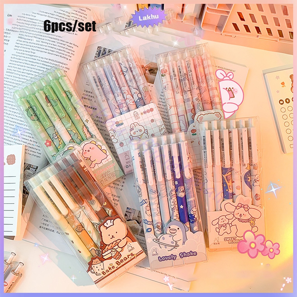 JCHO 6Pcs Pulpen Mekanik Motif Lucu /Ballpoint Pen Gel Mekanik