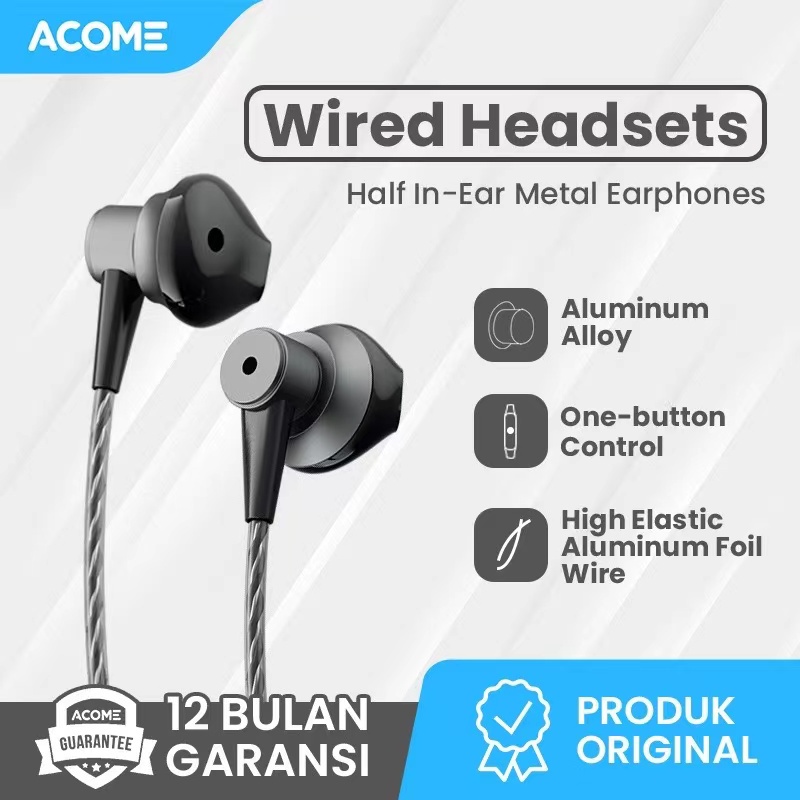 Acome AW08 Wired Earphone Headset Aluminum Alloy Garansi Resmi 1 thn