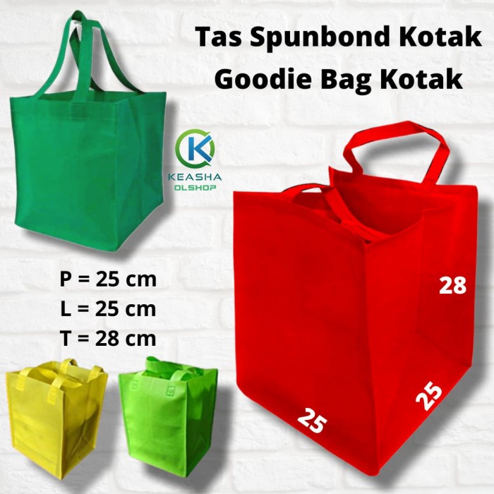 

⭐BISA COD⭐ Tas Kain Handle Tas Spunbond Kotak Goodie Bag Polos Ukuran 25 x 25 Cm - Request