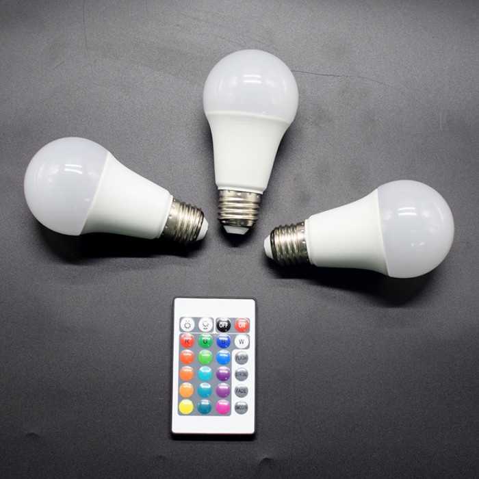 Bohlam Lampu LED RGB Full Color 3W 5W 10W Fitting E27 Remote Control