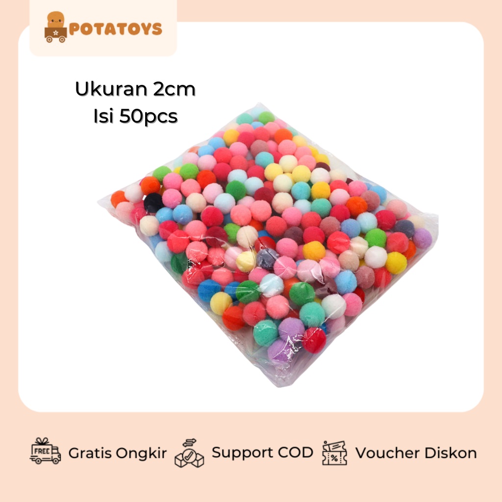 [ Potatoys ] POMPOM 3cm 2cm/ bola bulu sorting color mengenal warna /bola bulu untuk menghitung/ sensory toys/ mainan anak