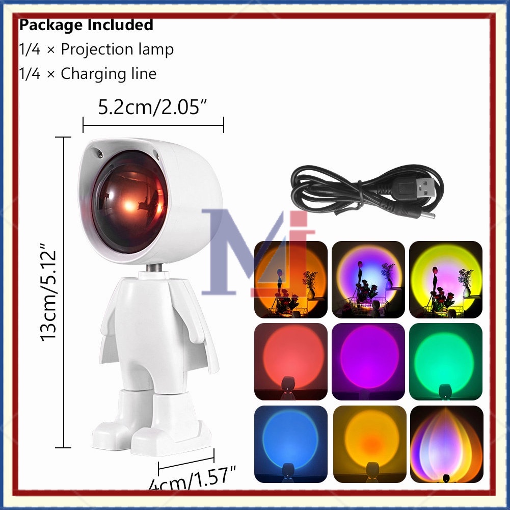 LED Bentuk robot  lampu proyeksi  SUNSET LAMP  LAMPU SOROT BACKGROUND STUDIO FILL LIGHT  LAMPU MEJA KAMAR TIDUR PROYEKTOR