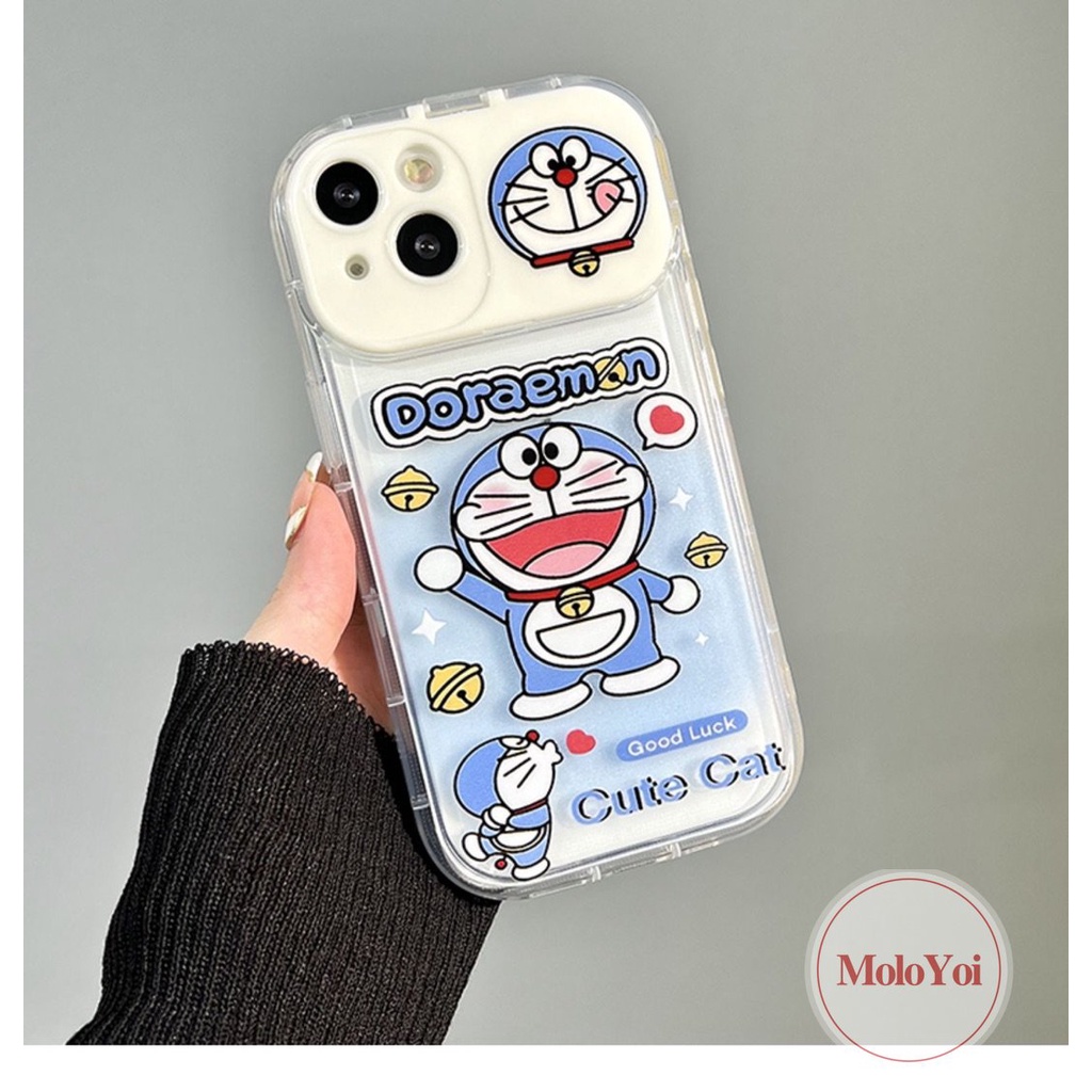 IPHONE Flip Make Up Cermin Lucu Case Kompatibel Untuk Iphone14 11 13 12 Pro MAX XR 7 8 14 Plus X XS MAX SE 2020 Kartun Kucing Cantik Doraemon Shockproof Soft TPU Case