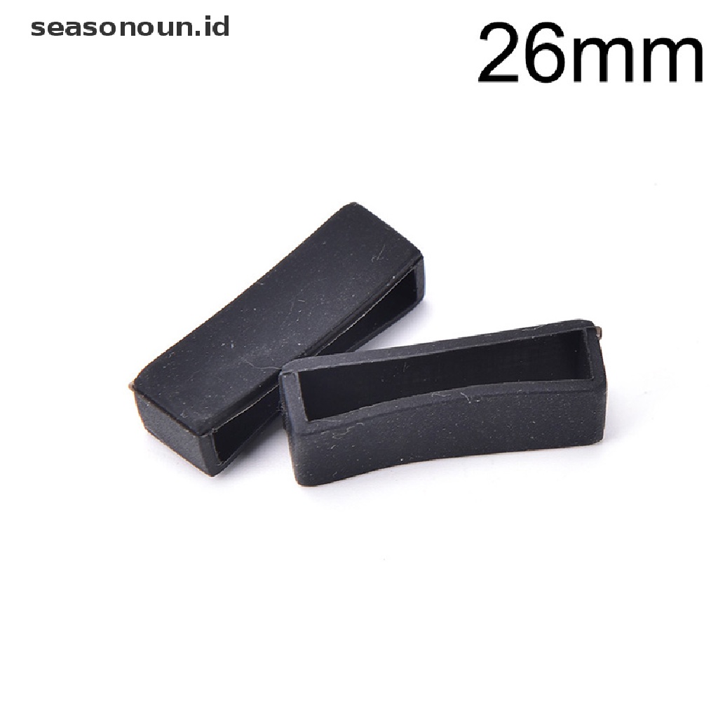 Seasonoun 2pcs 14mm-26mm Karet Silicone Watch Band Loop Strap Kecil Holder Loker Keeper.