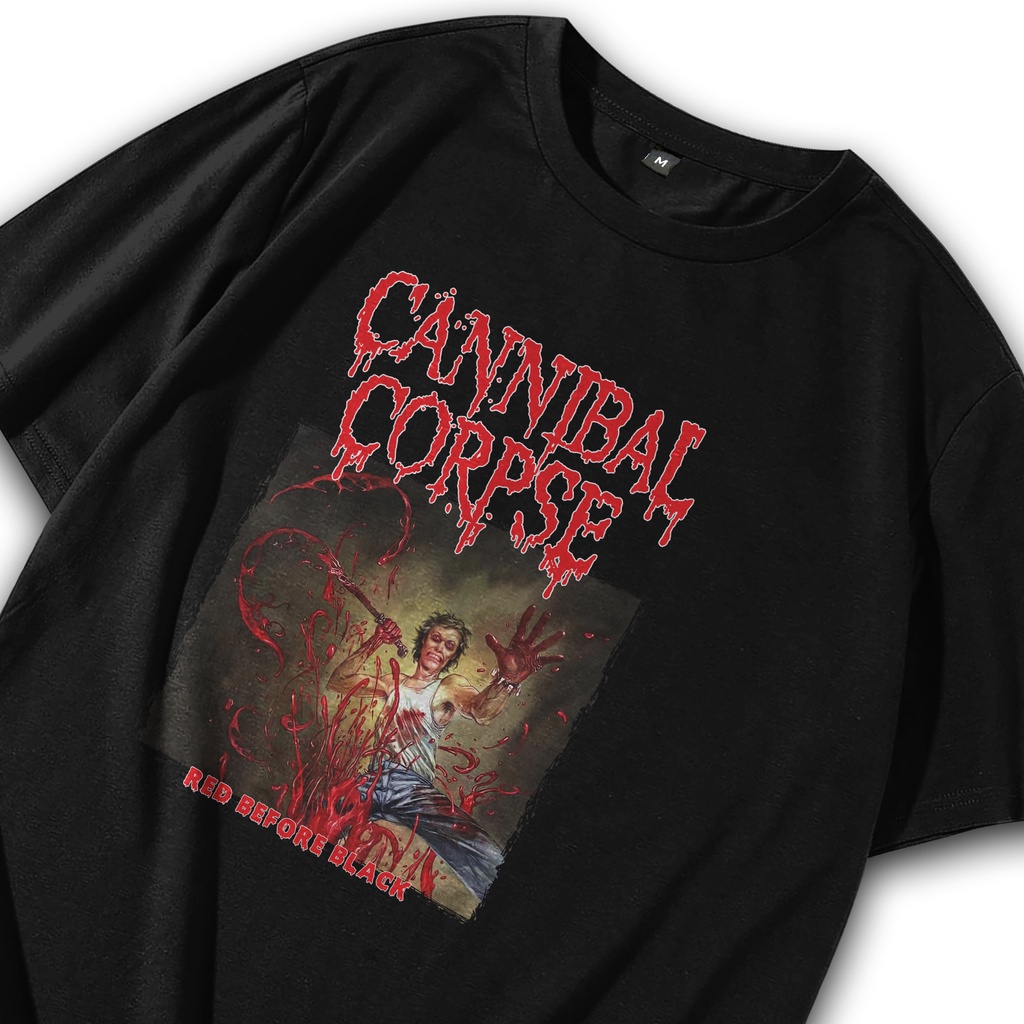 T shirt Kaos Baju Tshirt Band Cannibal Corpse Red Before Black Musik Metal Punk Rock Oversize Atasan