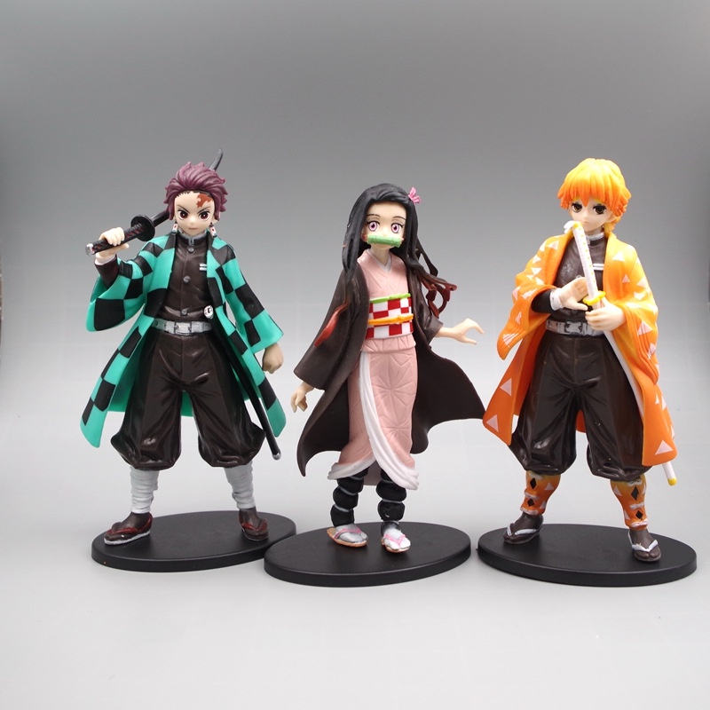 Anime Demon Slayer Figure Kamado Tanjirou Nezuko PVC 16cm Action Figure Model Zenitsu Figurine Inosuke Patung Mainan
