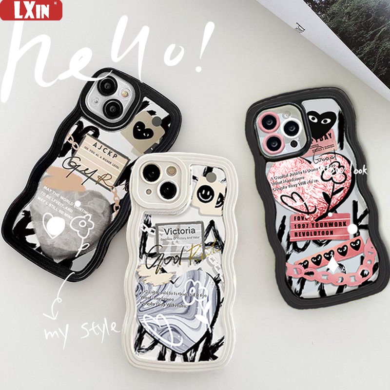 Soft Case Samsung A04e A04 A04s A03s A13 A03 A23 A22 A12 A32 A31 A02s A21s A10S A20 A52 A52s A30s A51 A71 A53 M22 M32 Fashion Beruntung Bunga Smiley Doodle Love Hati Bergelombang Casing Ponsel