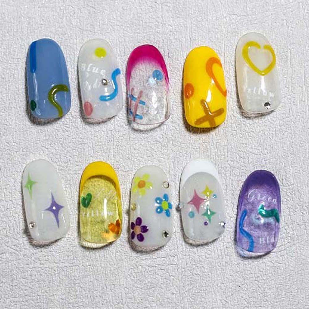 Agustina Jelly Stiker Kuku Wanita Self Adhesive Bintang Manikur Aksesoris Bulat Dot Huruf Inggris Dekorasi Kuku