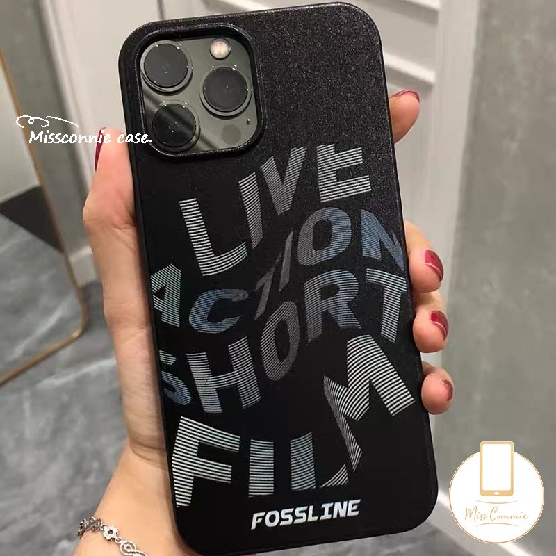 IPHONE Kreatif Keren Alfabet Inggris Halus Casing Ponsel Kompatibel Untuk Iphone11 Pro Max XR 78 Plus 14 12 13 Pro Max X XS Max SE 2020 Shockproof Glossy Lembut TPU Black Cover