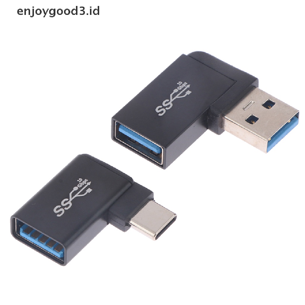 [Rready Stock] Adaptor OTG USB 3.1 Tipe C Female Ke USB 3.0 Male Converter 10Gbps Tipe C Ke USB 3.0 90derajat Siku Untuk Konektor USB C OTG (ID)