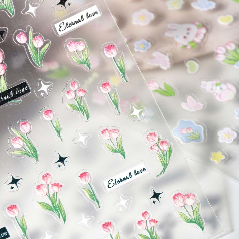 Mxbeauty Stiker Kuku Kartun Lucu Fashion Love Heart Animals Melody Flowers Dekorasi Kuku