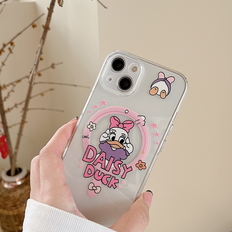 IPHONE Casing Magnetik Handphone Untuk Iphone14 13 12 11 Pro Max Kartun Lucu Donald Duck Transparan Soft case