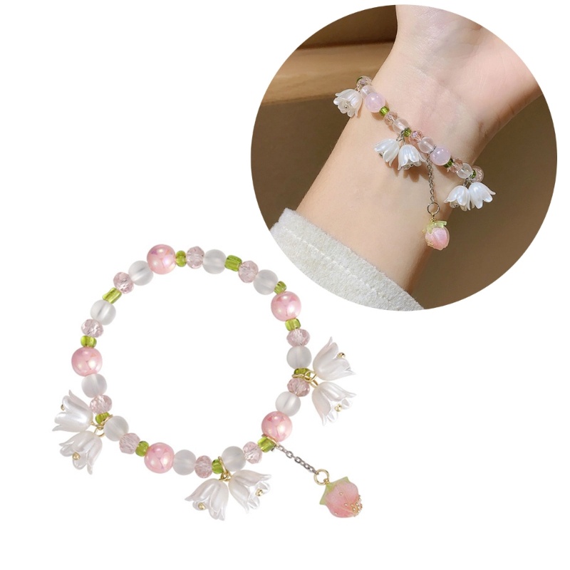 Siy Manis Gelang Bunga Convallaria Majalis Mutiara Vintage Untuk Wanita Manik Pink Lucu