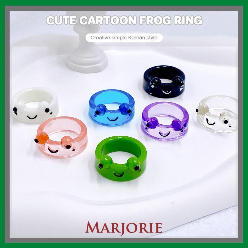 Katak Resin Cincin Warna-warni Kepribadian Hewan Kartun Cincin Jari Lucu-MJD