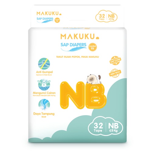 Makuku SAP Diapers Comfort Fit Pants NB32/S30/M28/L26/XL24/XXL22