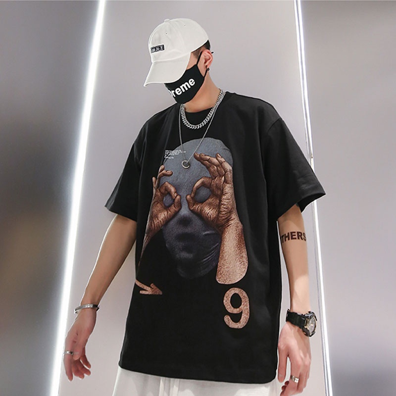 FASHION BRAND SHORT SLEEVE ICE T-SHIRT MALE CUB SUMMER HARBOR STYLE INS HALF SLEEVE LOOSE HIP HOP CHINA-CHIC T-SHIRT KAOS OVERSIZED KOREAN 3/4 SLEDOVED KAOS PRIA BAJU OVERSIZE PRIA ATASAN PAKAIAN POLOS ROLLINGSTOUT KAOS  BATIK PRIA JUMBO