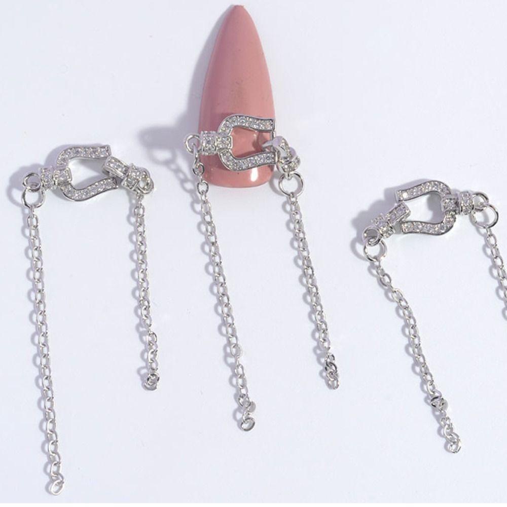 Needway Dekorasi Nail Art Beruang Mewah Cinta Hati Cincin Kuku Ikatan Simpul Hiasan Kuku