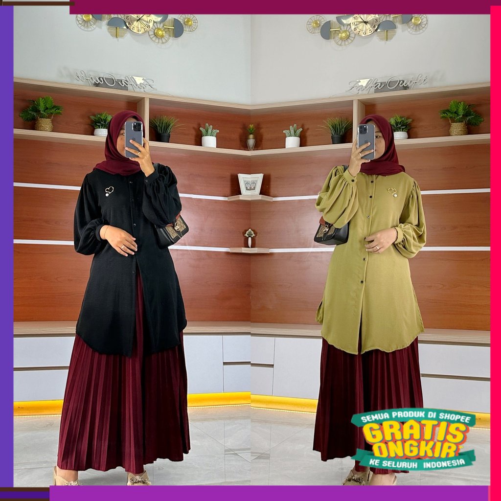RAMADHAN SALE IDUL FITRI NADILA tunik by ZALFA OUTFIT / tunik crincle/ tunik polos