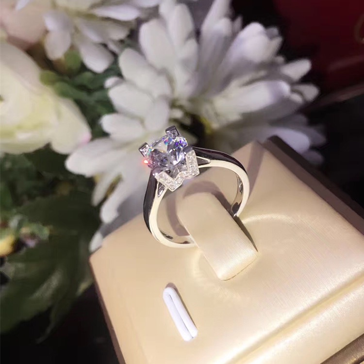 Goldkingdom Fashion Perhiasan Aksesoris Ready Stock Berlian Eropa Dan Amerika Berlapis Perak Pertunangan Cincin Baru Kreatif HW Huruf Inggris Karat Berlian Cincin