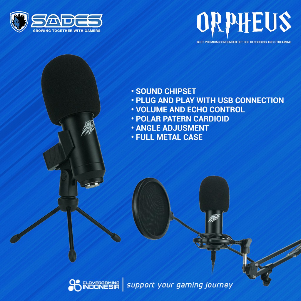 Sades Orpheus - Premium Microphone Condenser For Recording and Streaming