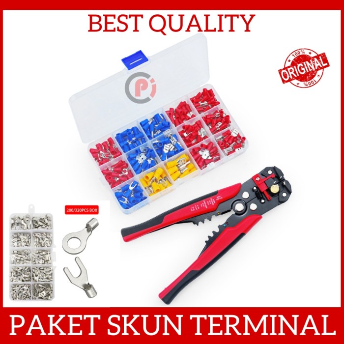 Paket Set Skun Terminal Wire Crimp Connector Kit / Tang Krimping Skun