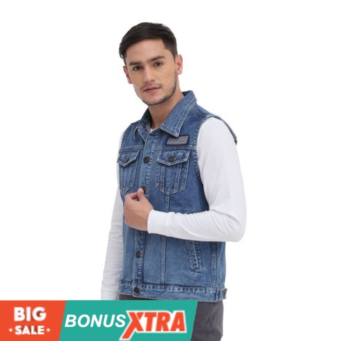 Rompi Jeans ElllGER1989 BARIER DENIM VEST 91000 7649 Original Cowok Bandung