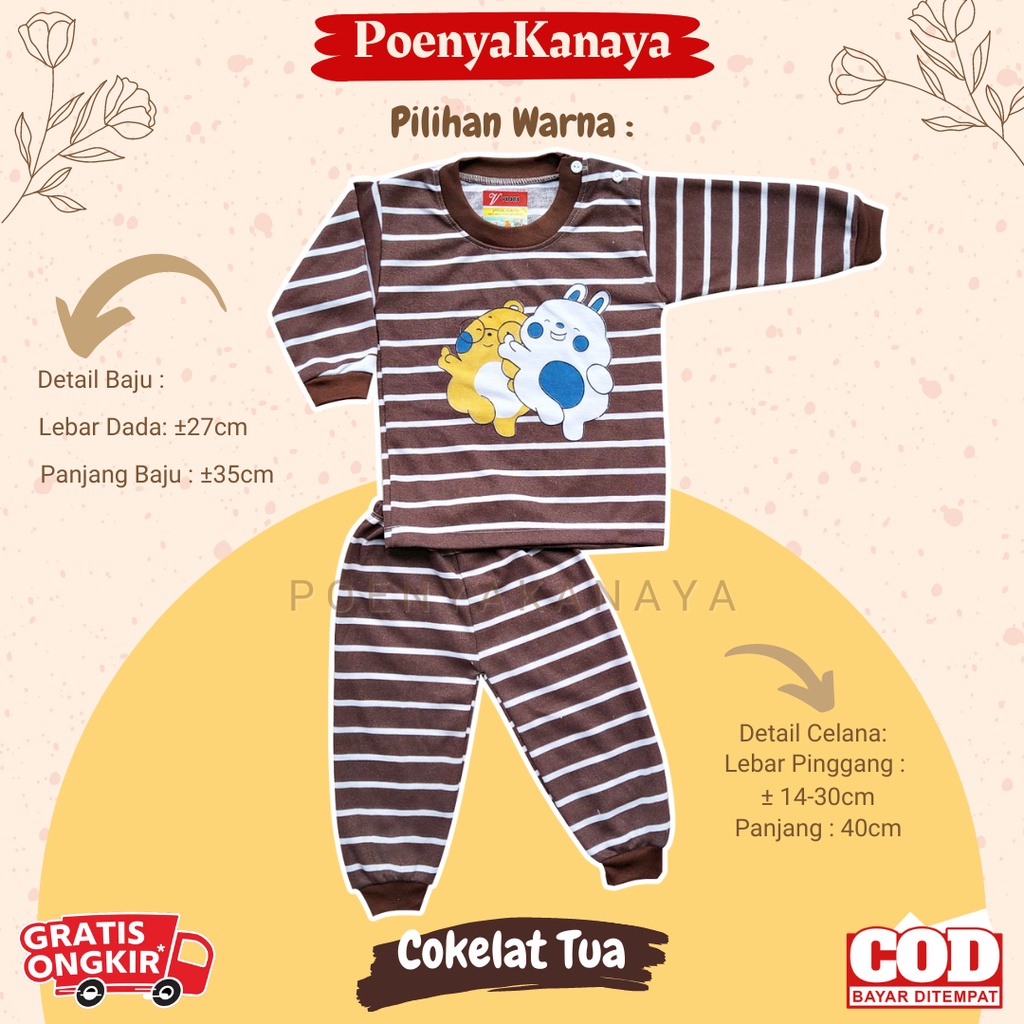 Setelan Baju Bayi Piyama Bayi Panjang SALUR POW Viori Size 3-12 Bulan SPY110