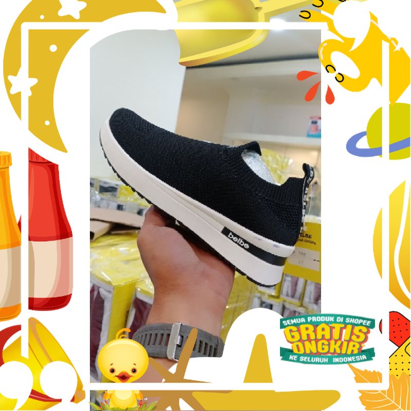 sepatu senam wanita tanpa tali original belbe (B339)/ hitam oren ungu tosca khaki