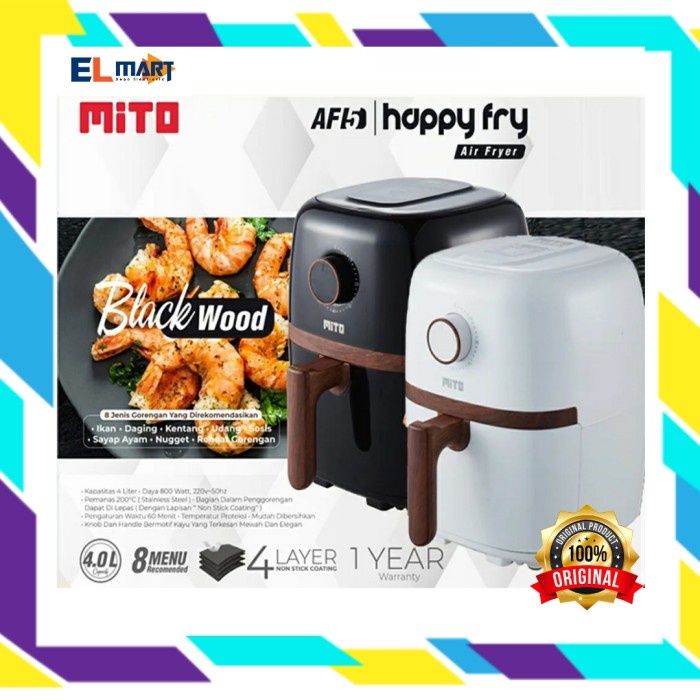 Mito Air Fryer AF 5 AF5 Happy Fry 4 Liter 4L Wood Series 8 Menu