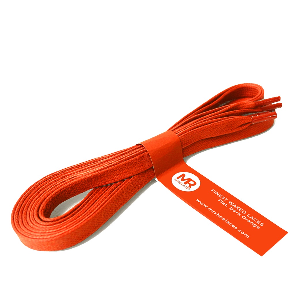 Original MR Shoelaces FT61 Dark Orange - Tali Sepatu Lilin 6-7mm Gepeng Flat Pipih (Waxed Laces) 90cm 120cm 130cm 140cm 150cm 180cm 200cm - Premium Shoelace