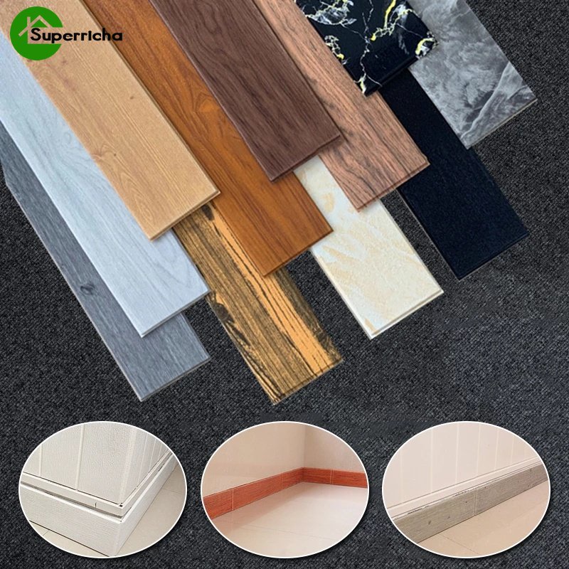 Tahan Lama 3D Self-adhesive PVC Stiker Dekorasi/Self-adhesive Baseboard Stiker Dinding Untuk Rumah Ruang Tamu/Garis Pinggang Alas Tiang Tahan Air Lantai Tepi Strip Stiker Ornamen