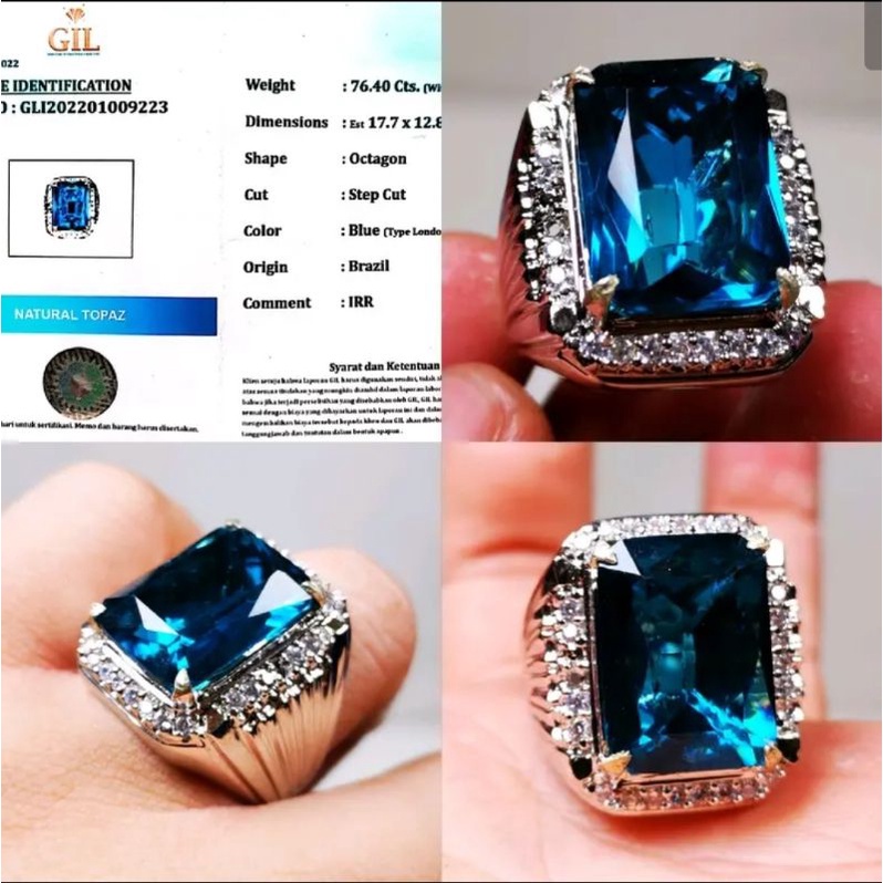 (COD) Batu Cincin London Blue Topaz Include Memo