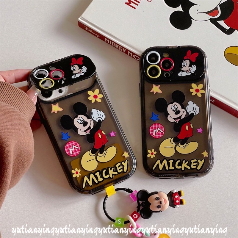 IPHONE Flip Make Up Cermin Mickey Minnie Mouse Cute Case Kompatibel Untuk Iphone14 11 13 12 Pro Max7 8 Plus X XR XS Max SE 2020 Shockproof Soft TPU Kartun Disney Phone Cover