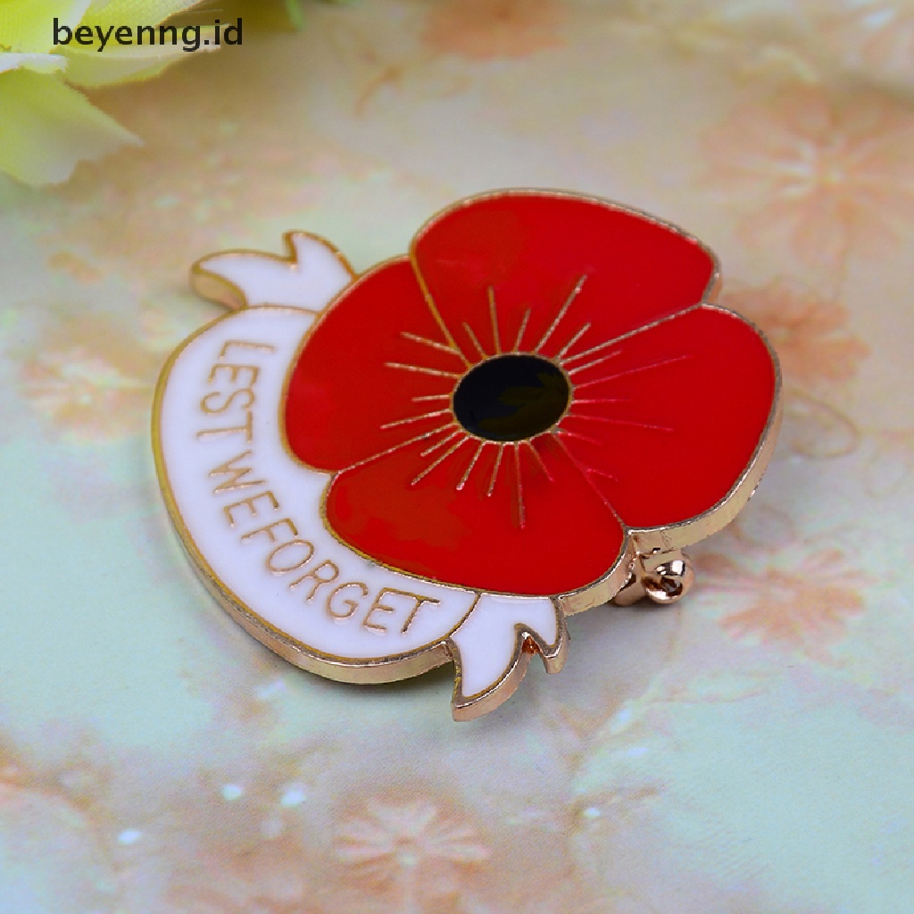Beyen Enamel Zikir Bros poppy Merah Bunga Kerah pin Bros Lencana Perjamuan Hadiah ID