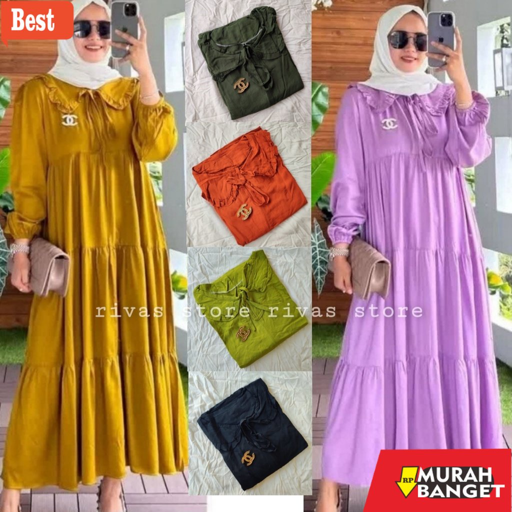 Tren baju lebaran wanita 2023- Gamis rayon premium - Gamis rayon - gamis midi dres - gamis rayon pol