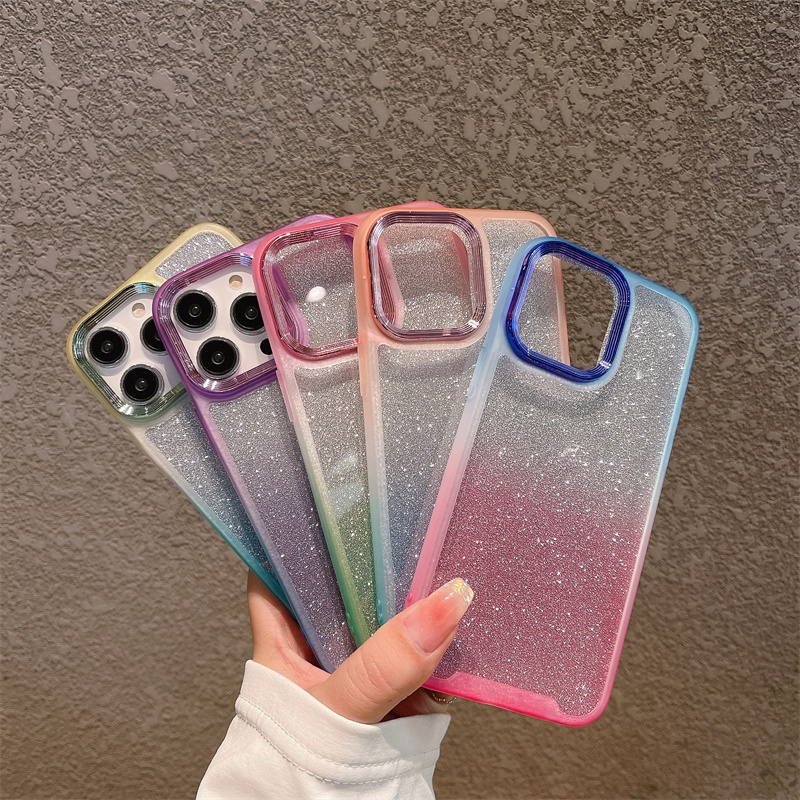 IPHONE Casing Pelindung Gradasi Fashion Untuk Iphone14 13 12 11 Pro Max 14plus Flash 2in1 Casing Anti Jatuh