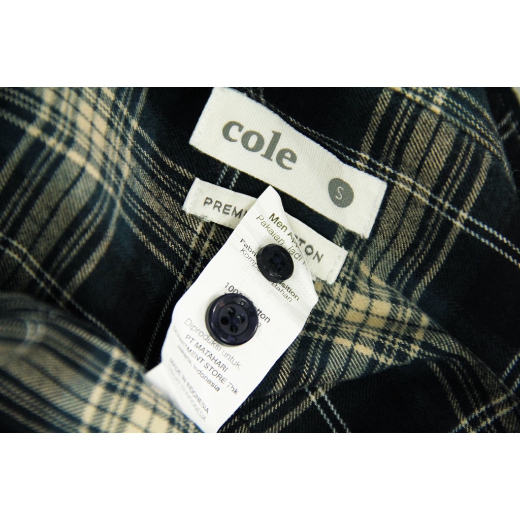 [COD] Baju Kemeja Cole Code 34 Casual Lengan Panjang Reguler Fit Hitam Hijau Pria Motif Kotak-kotak | Kemeja Original 100% Brand Matahari Big Size Kasual Kesual