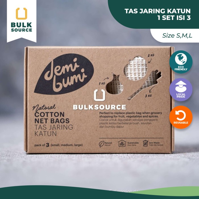 

⭐BISA COD⭐ Tas Jaring Katun / Cotton Net Bags - 3 pcs Size S,M,L
