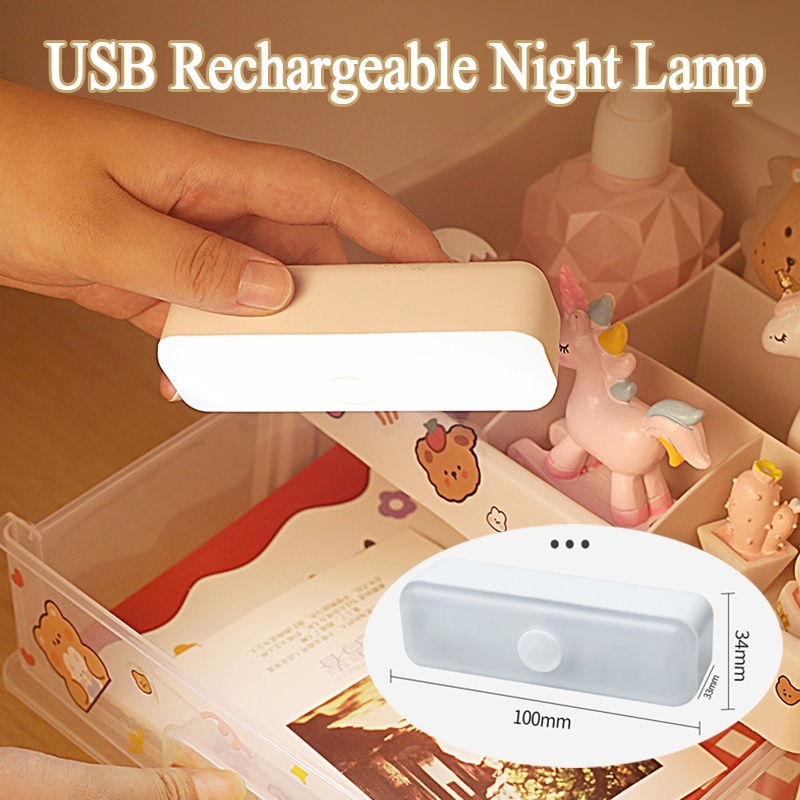 Atraksi Magnetik USB Rechargeable LED Rectangular Night Light/3Mode Lampu Baca Perlindungan Mata Yang Dapat Disesuaikan/Instalasi-free Asrama Nirkabel Dilepas Lampu Samping Tempat Tidur