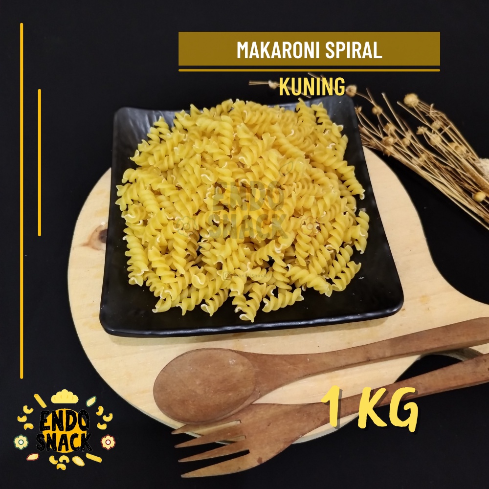 MAKARONI SPIRAL KUNING 1 Kg, Kerupuk spiral Untuk Seblak, Makroni Kering Pedas