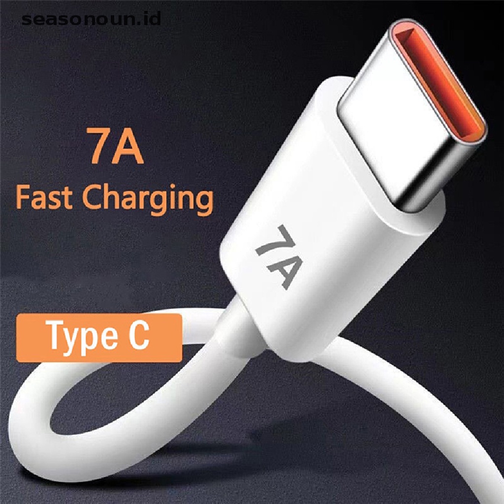 Seasonoun 7A USB Type C Kabel Charge Super Cepat Huawei 100W Charging Data Cord Quick Charger Cable Untuk OPPO Huawei Xiaomi Vivo Honor Kabel Data.