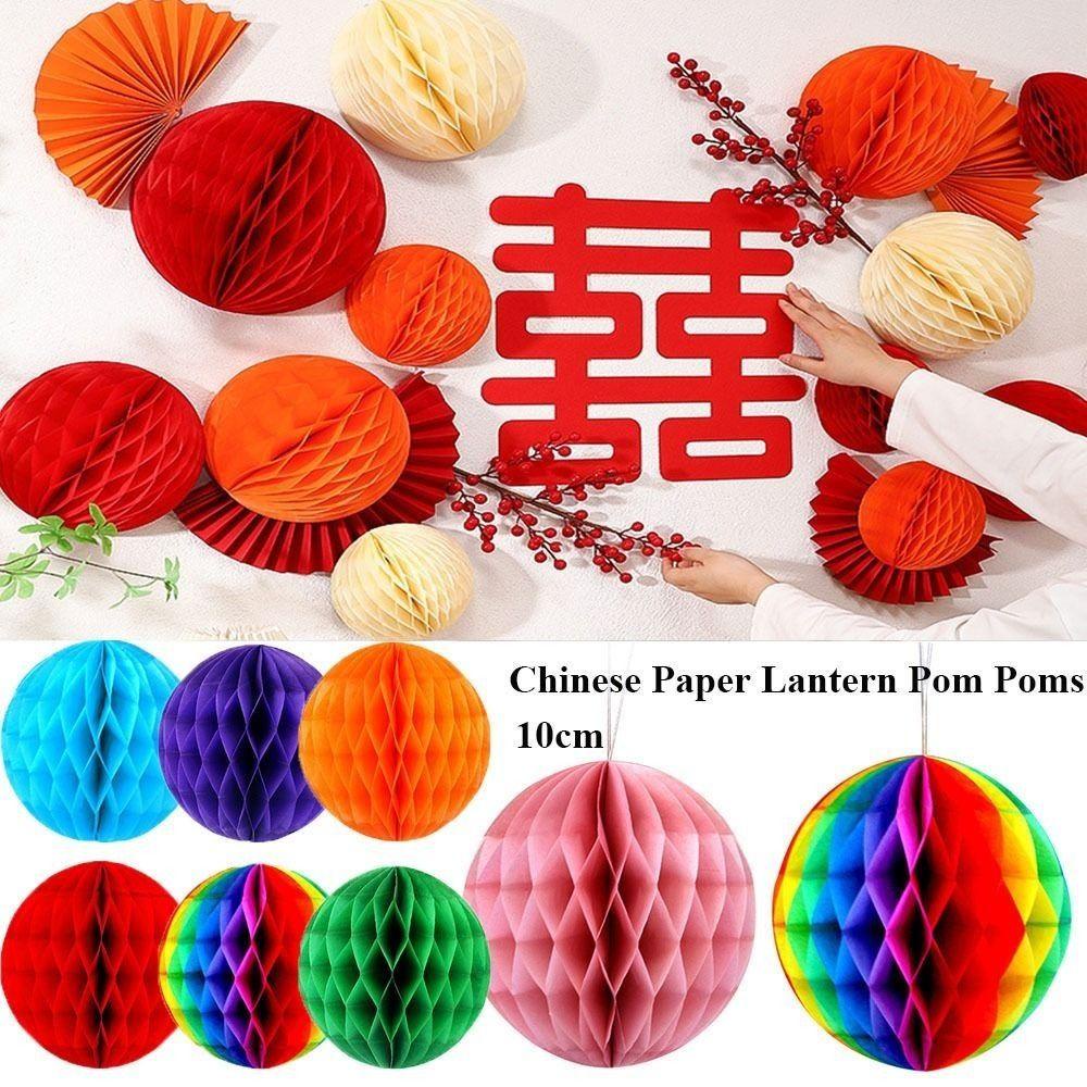 Solighter 5pcs Lampion Kertas Cina 10warna DIY Baby Shower Hadiah Kerajinan Bola Sarang Lebah