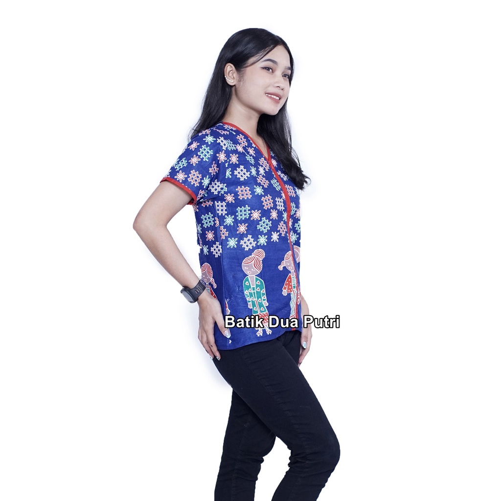 Batik Wanita Modern Blouse Atasan Wanita Baju  Simple Motif boneka