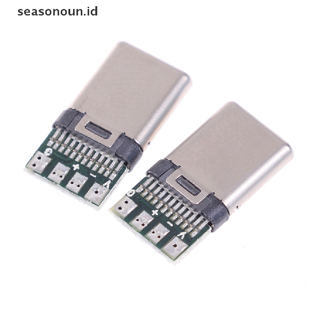 Seasonoun5 /10Pcs USB 3.1 Type C Male DIY Solder Kabel Plug Konektor Soket Papan PC.