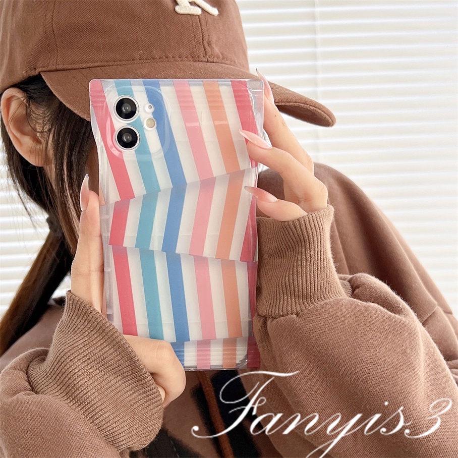 OPPO A77 A77s A57 A76 A96 A16 A16s A16k A15 A15s A54 A74 A55 A95 A94 A93 A53 A33 A32 A5 A9 2020 A5s A3s Reno 7Z 6Pro F11 F9Pro Garis Tidak Teratur Tas Permen Casing Ponsel TPU Soft Cover